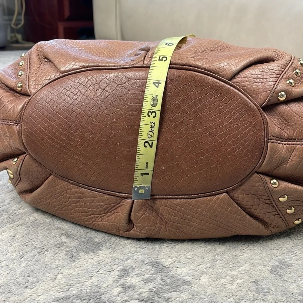 MICHAEL Michael Kors Middleton Hobo Bag Studded Embossed Leather Brown Cognac